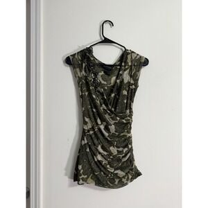 Women's Y2K Camo Floral Swoop Neck Tank‎ Top Blouse Fairy Festival Renaissance M